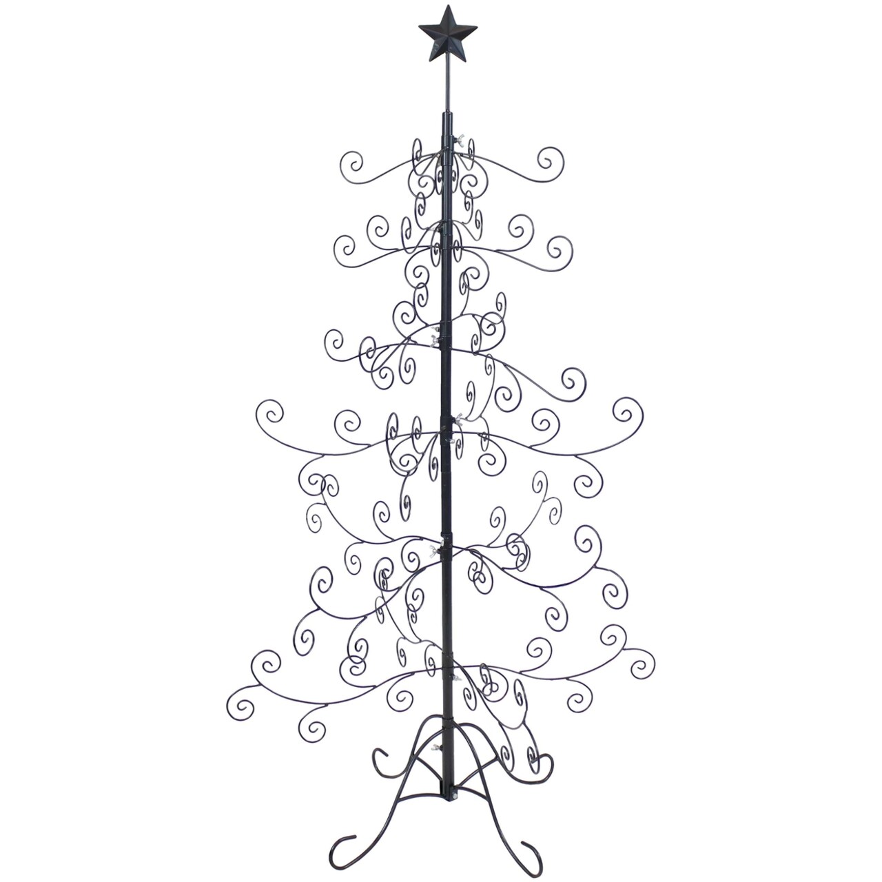 Sunnydaze Noelle Indoor Black Metal Christmas Ornament Display Tree with Stand - 5 ft